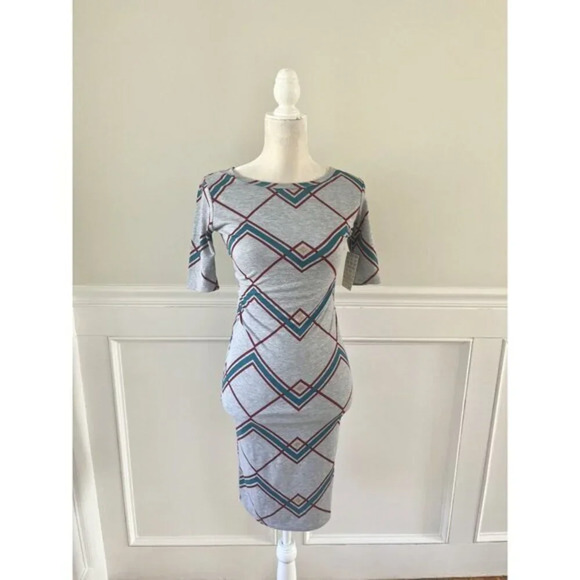 Lularoe NWT Julia Dress Gray Argyle Pring XXS - Picture 1 of 6